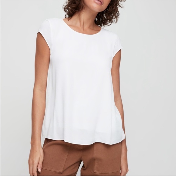 White Aritzia Wilfred Free Juliger Crepe Cap Sleeve Blouse [Extra Small / XS] - Picture 1 of 9